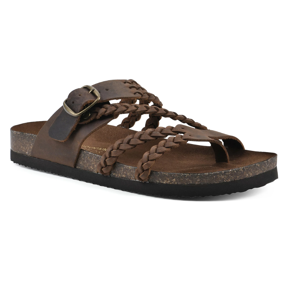 Women's Orthopedic Braided Buckle Flat Sandals Cork Sole