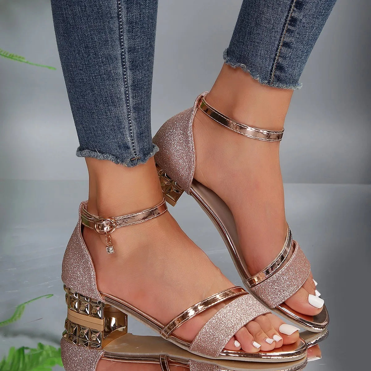 Women's Orthopedic Sandals Block Heel and Adjustable Ankle Strap