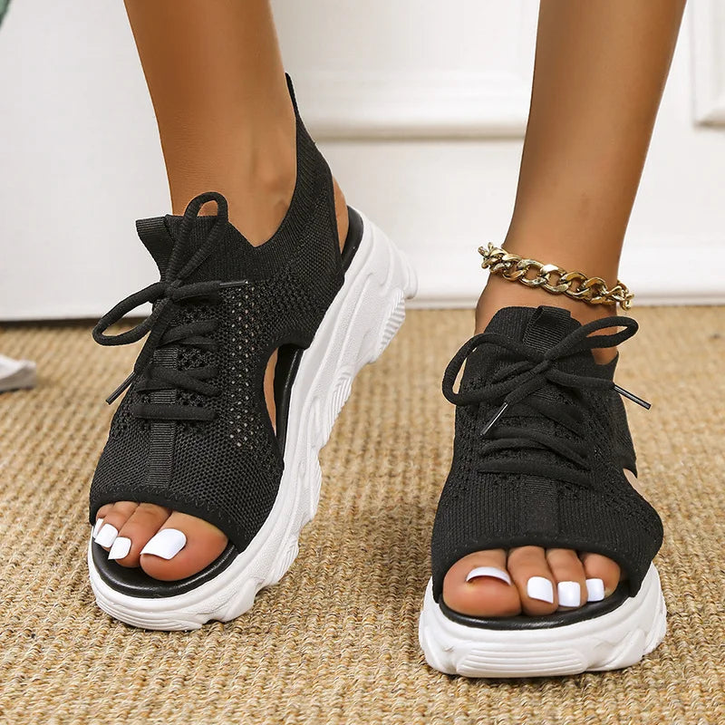 Women's Orthopedic Sandals Comfort Open Tie Lace Up