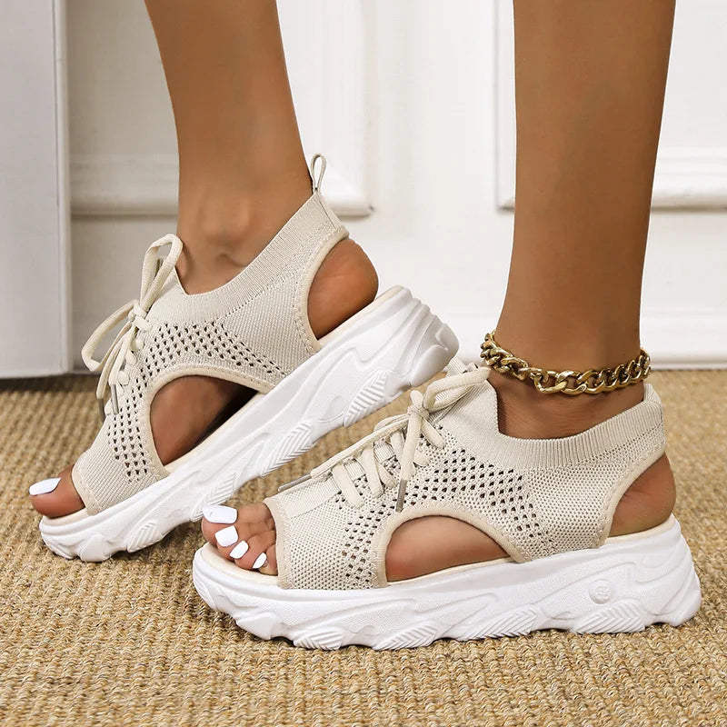 Women's Orthopedic Sandals Comfort Open Tie Lace Up