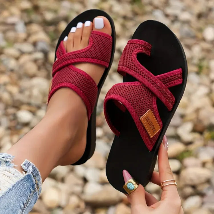 Women's Orthopedic Sandals Woven Mesh Straps and Cushioned Footbed