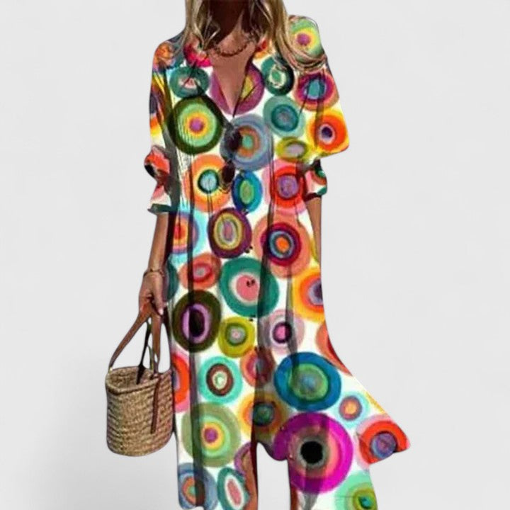 Women's Sundress Printed Button Down Maxi Shirt
