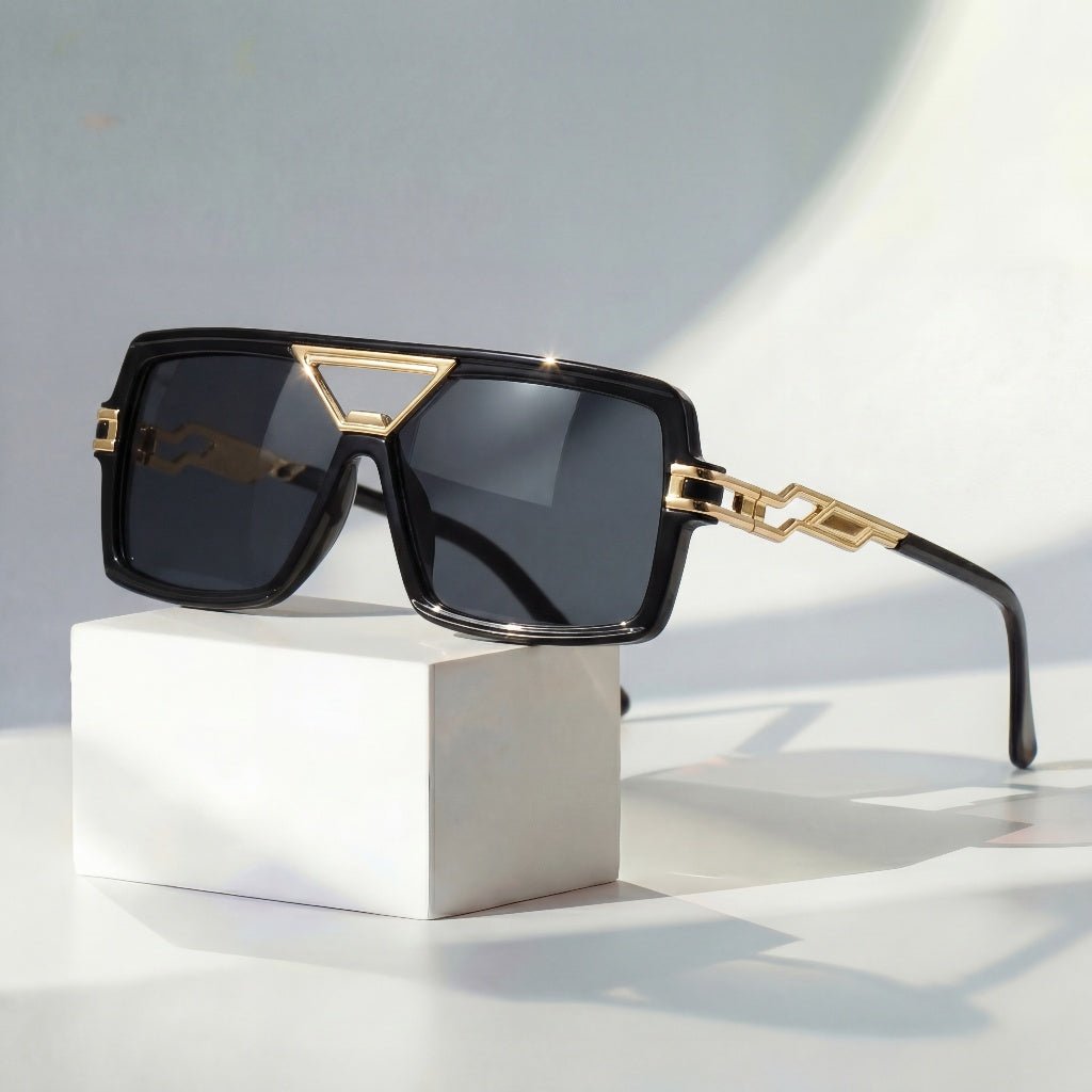 Women's Retro Sunglasses Square Frame and Gold Chain Link Temples