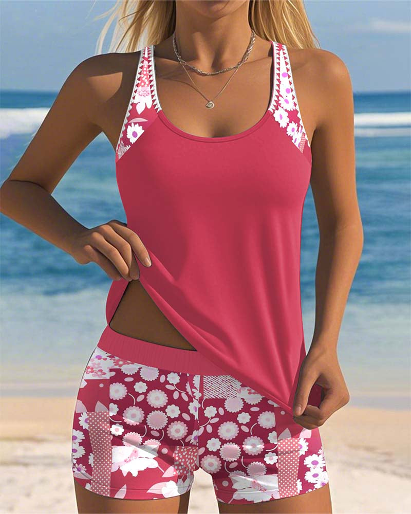 Women's Tankini Swimsuit Floral Two-Piece Bathing Suit