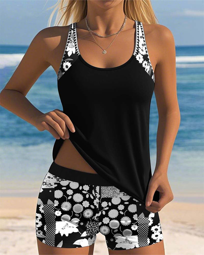 Women's Tankini Swimsuit Floral Two-Piece Bathing Suit