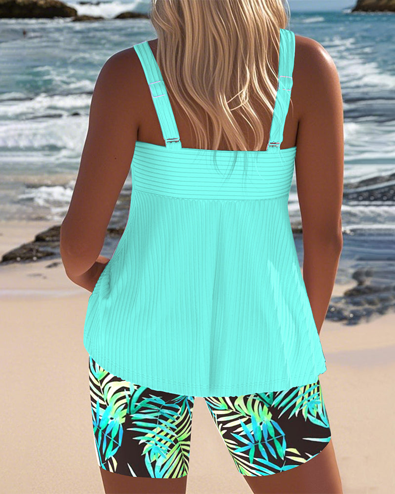 Women's Tummy Control Tankini Bathing Suit Printed Two Piece