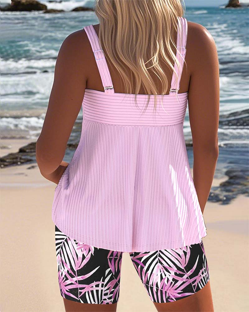 Women's Tummy Control Tankini Bathing Suit Printed Two Piece