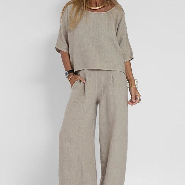 Women's Two Piece Set Relaxed Wide Leg Pants