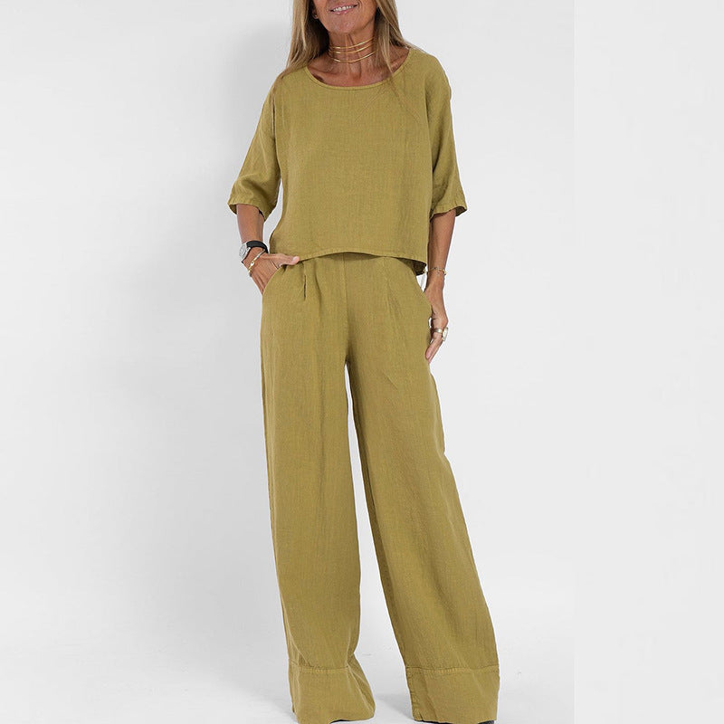Women's Two Piece Set Relaxed Wide Leg Pants