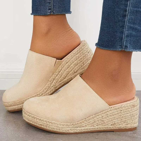 Women's Wedge Sandals Mid-Wedge Heel and Closed Round Toe