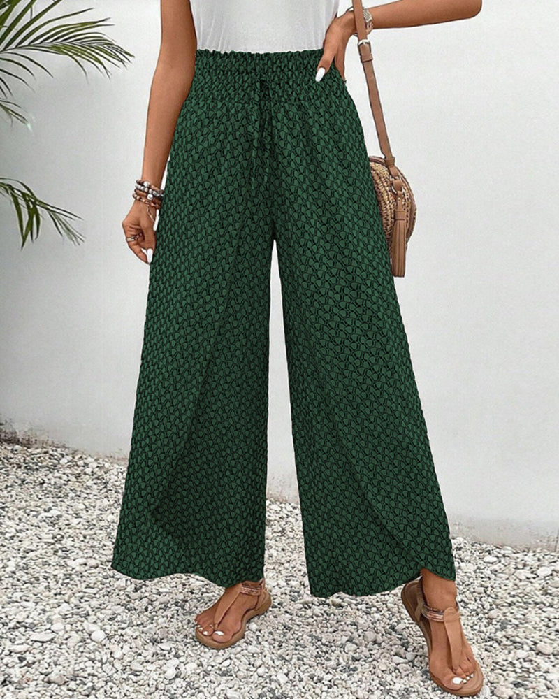 Women's Wide Leg Palazzo Trousers High-Waisted and Drawstring Closure