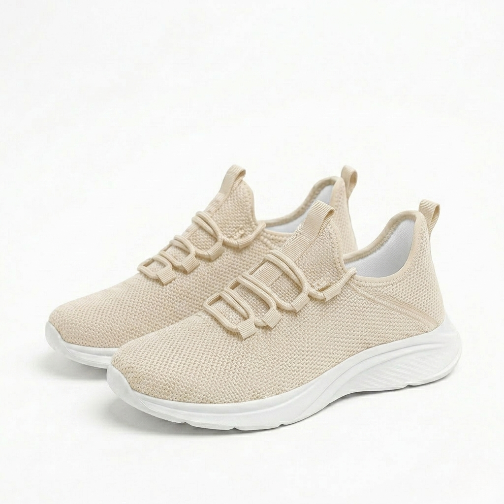 Women's Orthopedic Mesh Sneakers with Textured Sole and Pull Tab Detail