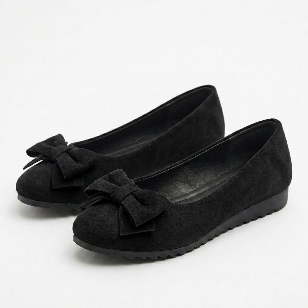 Women's Orthopedic Ballet Flats with Bow Detail and Cushioned Insole