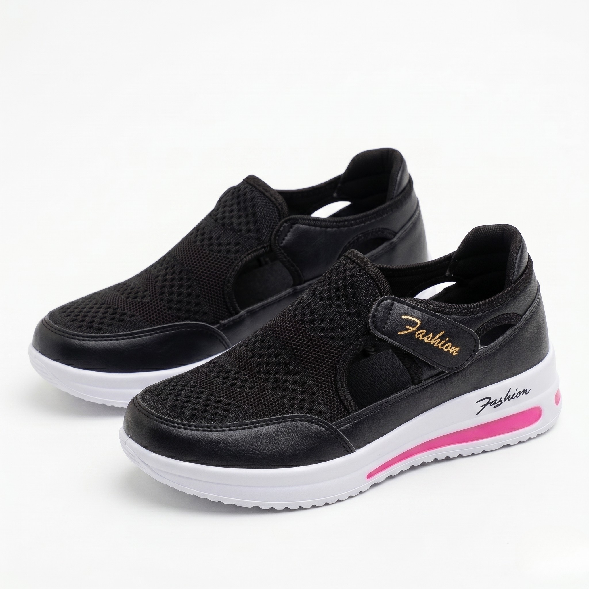 Women's Orthopedic Mesh Sneakers with Platform Sole and Cut-Out Detail