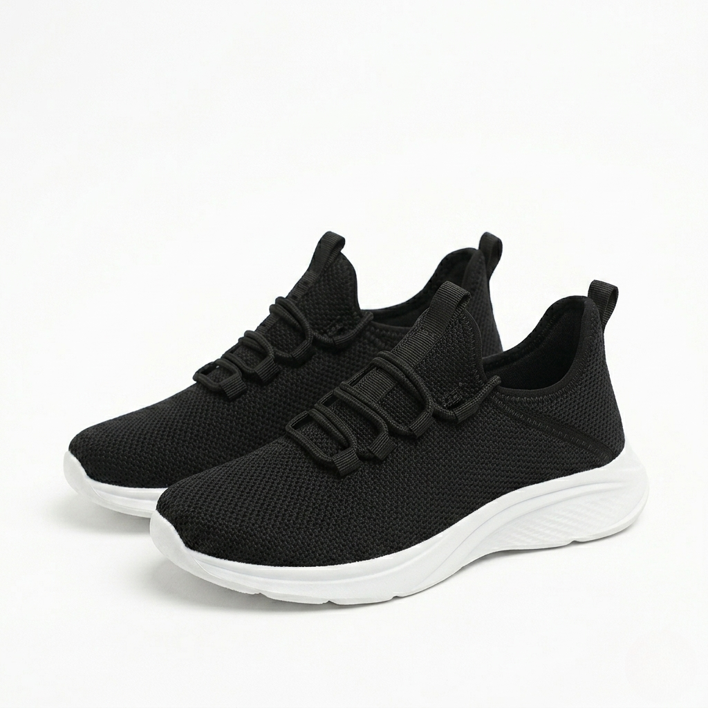 Women's Orthopedic Mesh Sneakers with Textured Sole and Pull Tab Detail