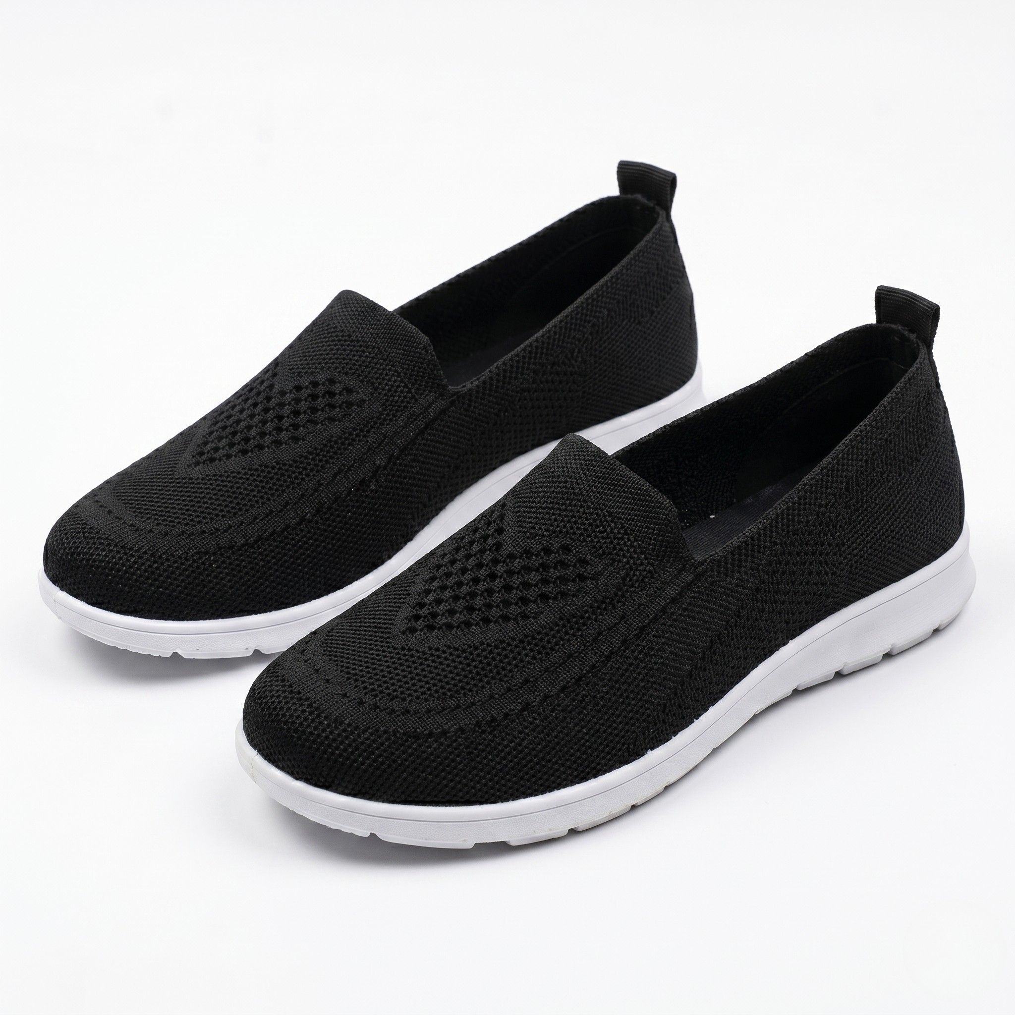 Women's Ergonomic Breathable Mesh Slip-On Sneakers with Heart Pattern and Flexible Sole