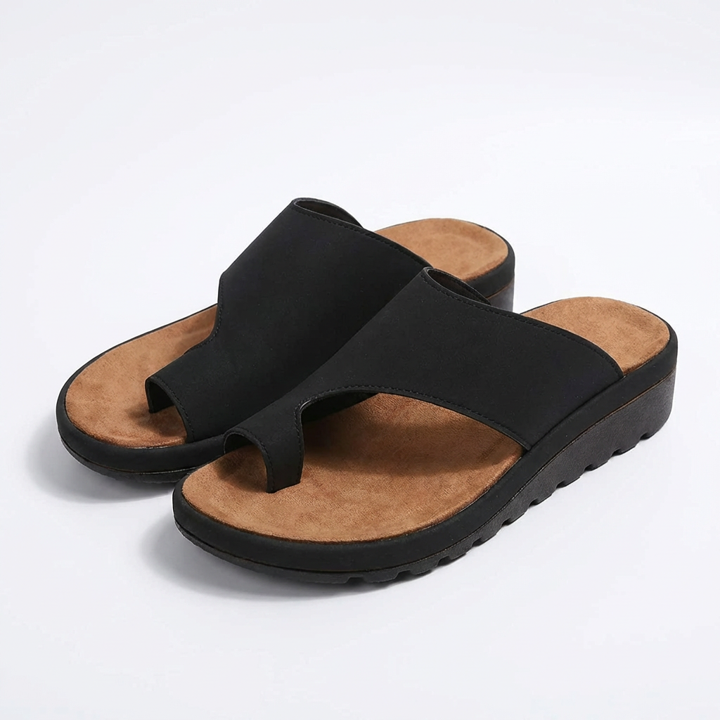 Women's Leather Wedge Sandals with Cushioned Comfort and Support