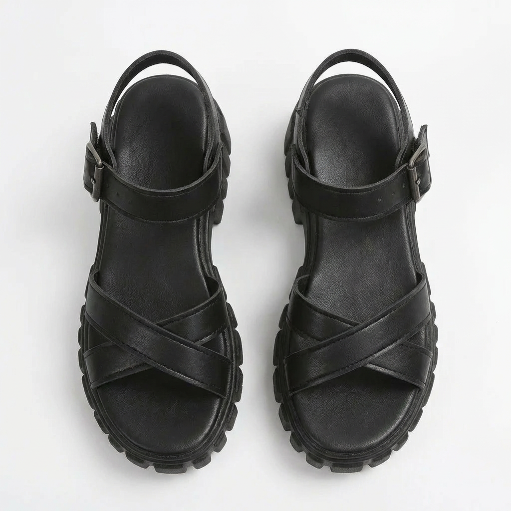 Women's Solid Color Casual Sandals with Cushioned Comfort