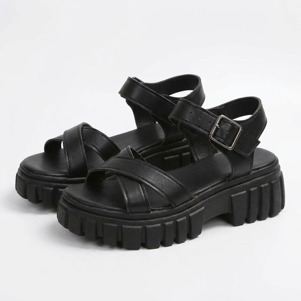 Women's Solid Color Casual Sandals with Cushioned Comfort