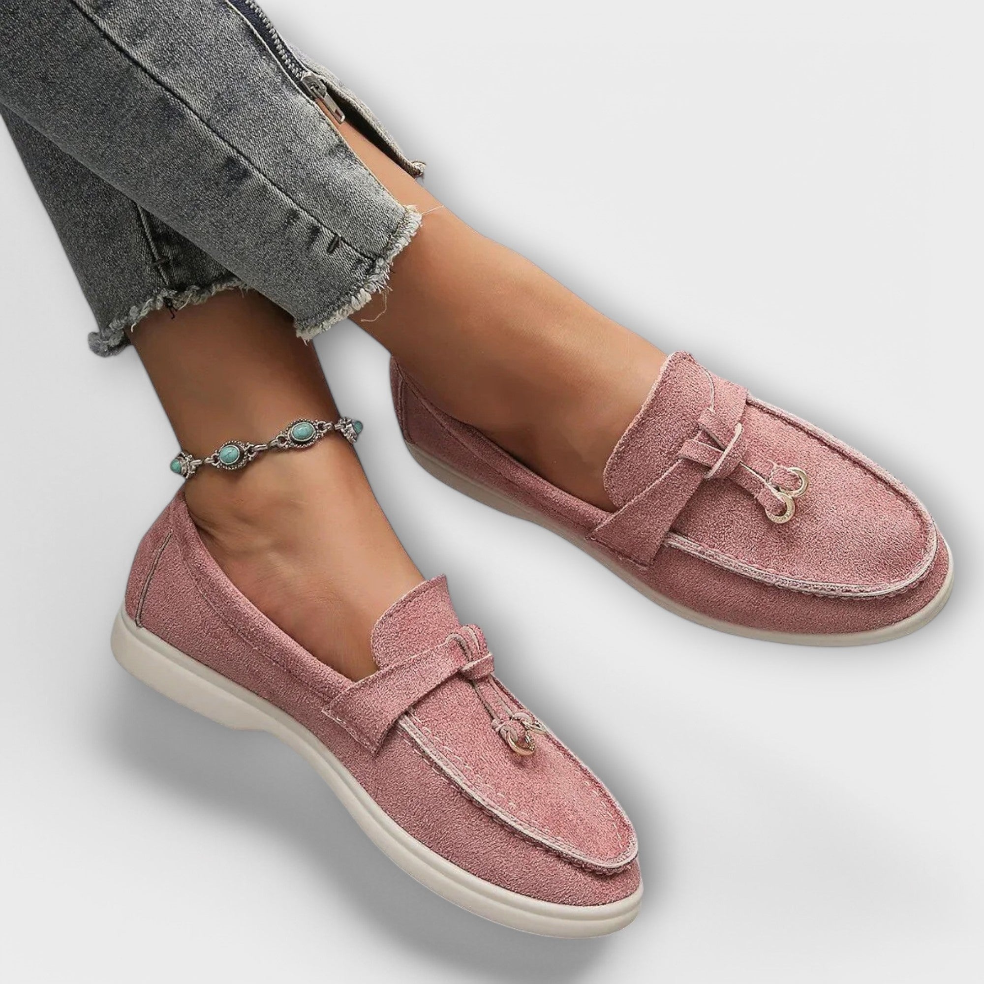 Women's Orthopedic Loafer Flats with Tassel Detail and Contrast Stitching