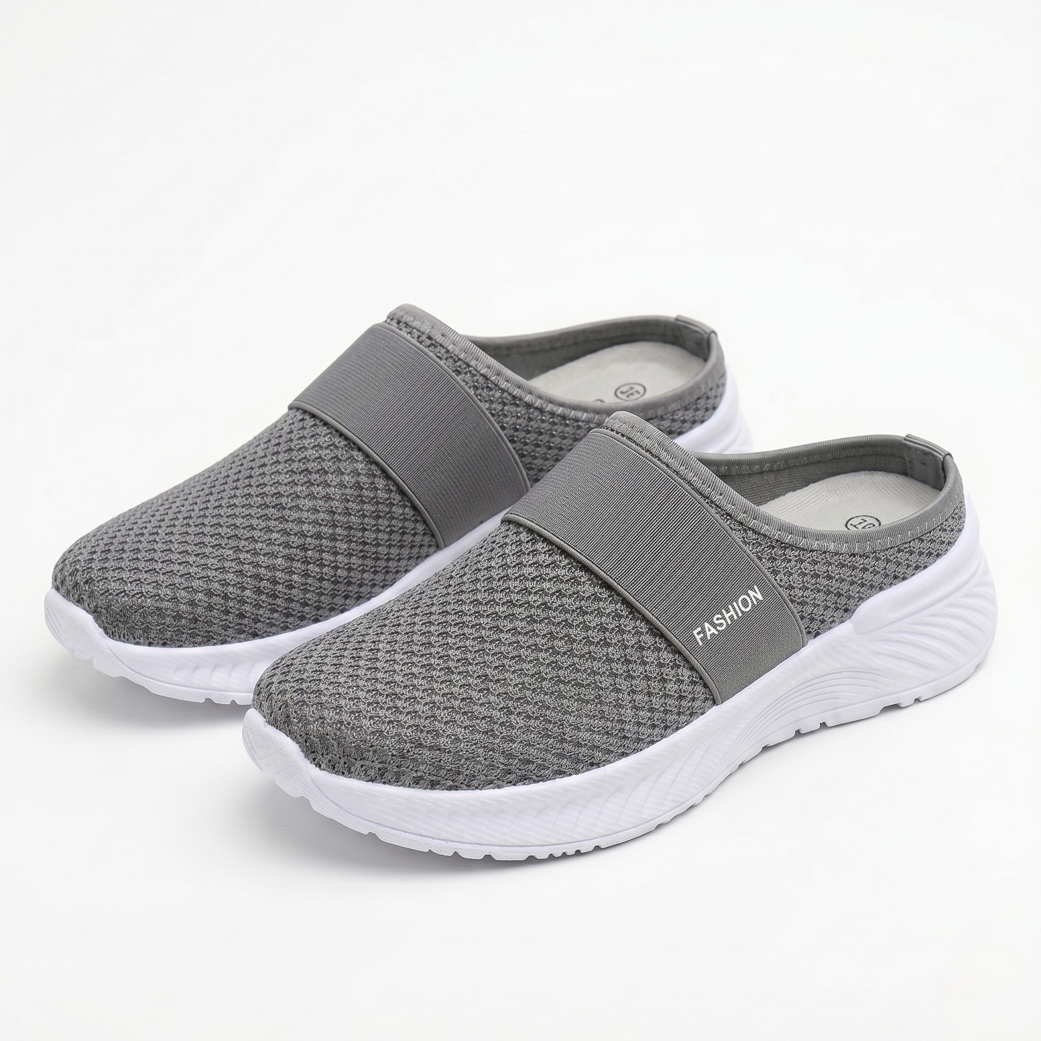 Women's Orthopedic Mesh Mules with Textured Sole and Elastic Band Detail