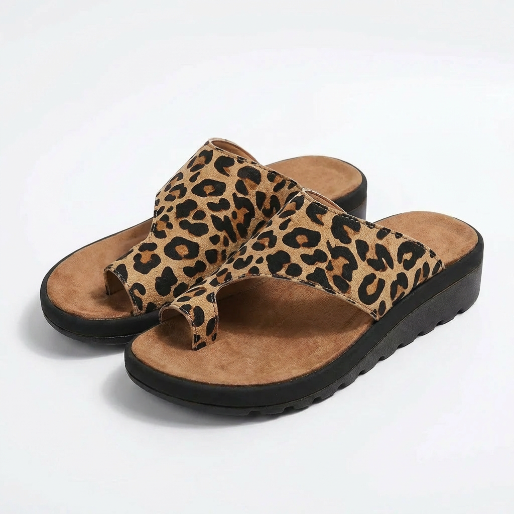 Women's Leather Wedge Sandals with Cushioned Comfort and Support