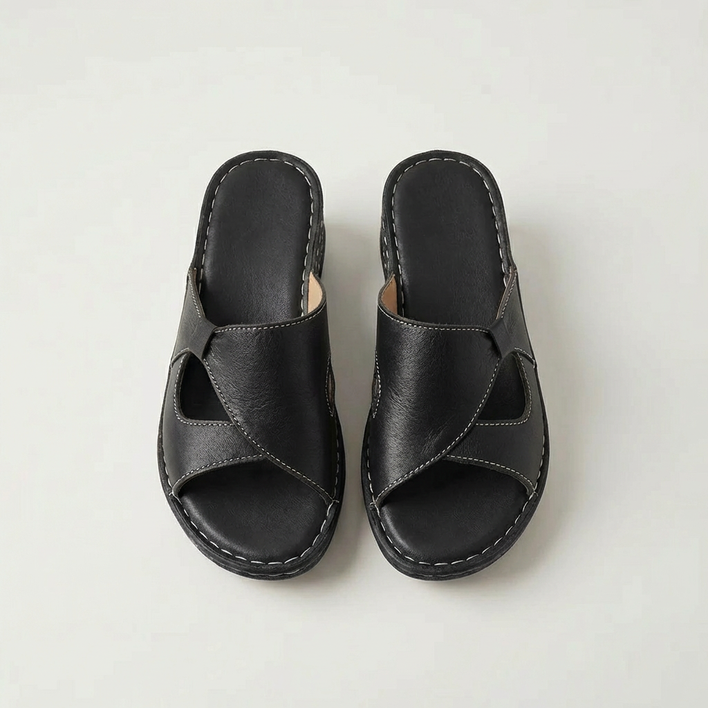 Women's Leather Sandals with Cushioned Comfort