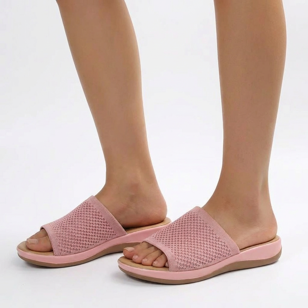 Women's Comfortable Slip-On Mules with Soft Knit Fabric Sandals