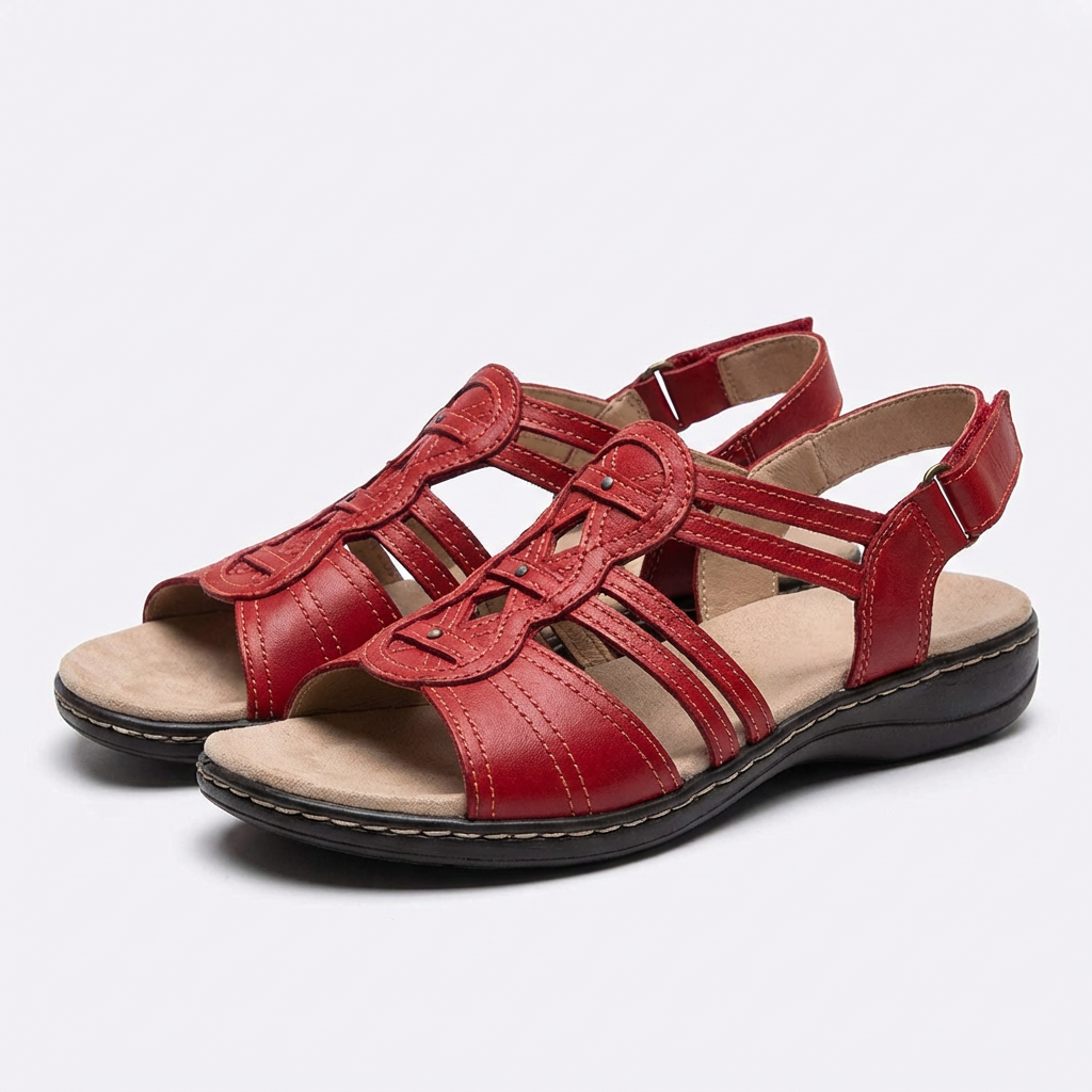 Women's Leather Sandals with Cushioned Footbed for Everyday Comfort