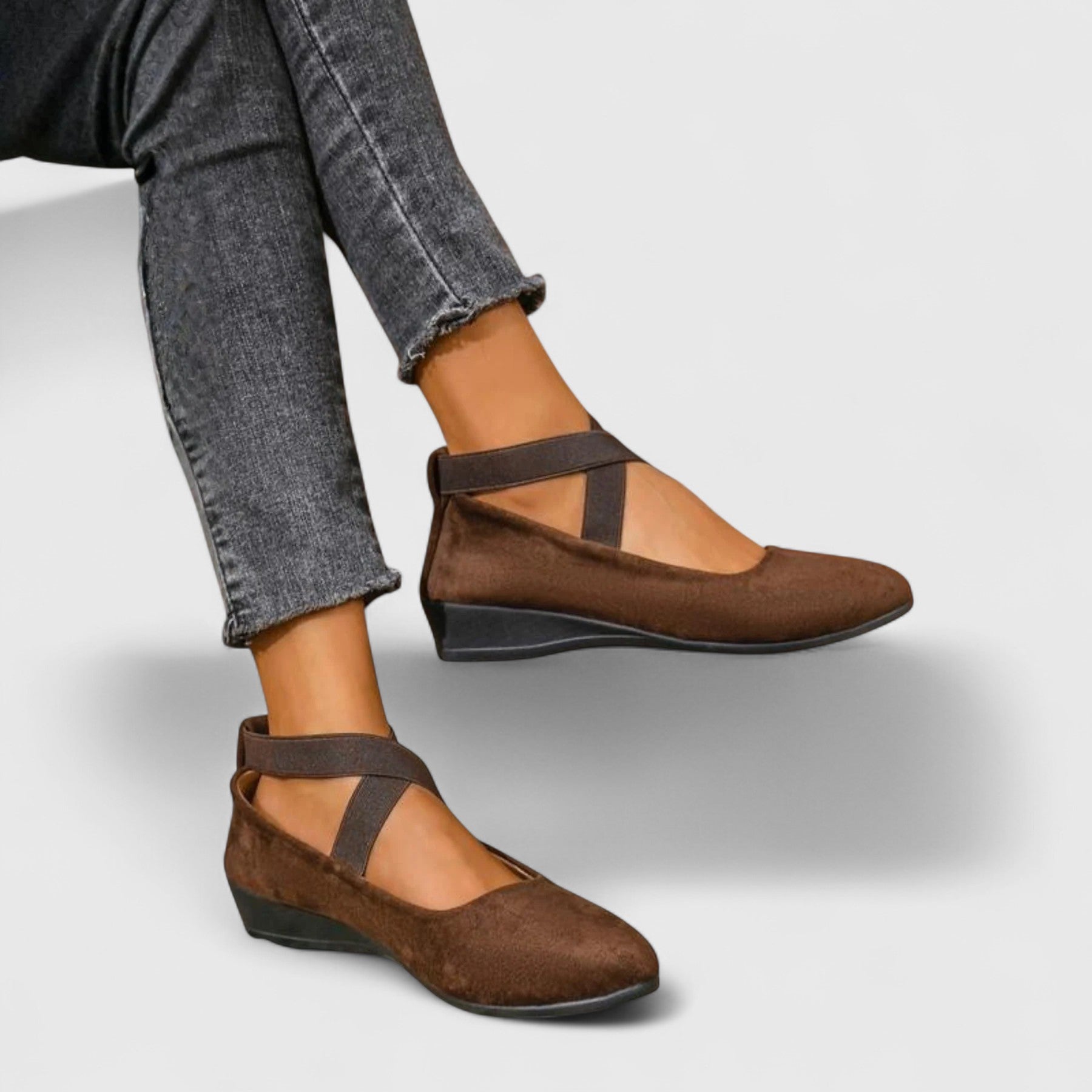 Women's Elastic Cross Strap Flats with Lightweight Sole