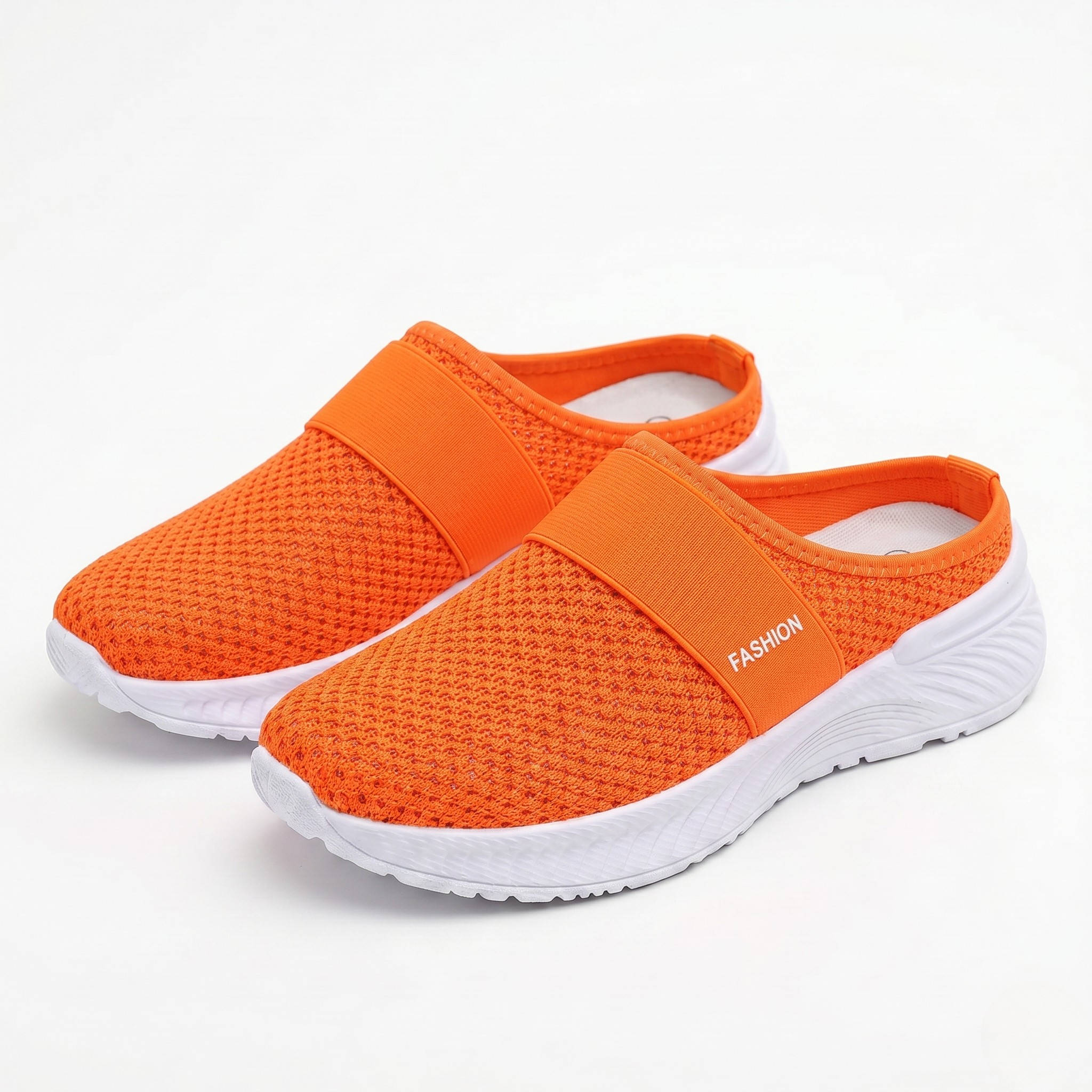 Women's Orthopedic Mesh Mules with Textured Sole and Elastic Band Detail