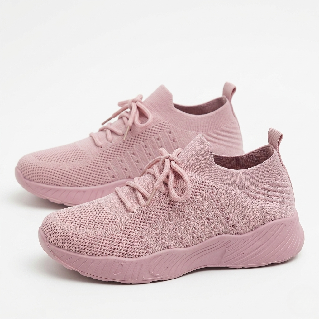 Women's Orthopedic Mesh Sneakers with Textured Platform Sole and Lace-Up Detail