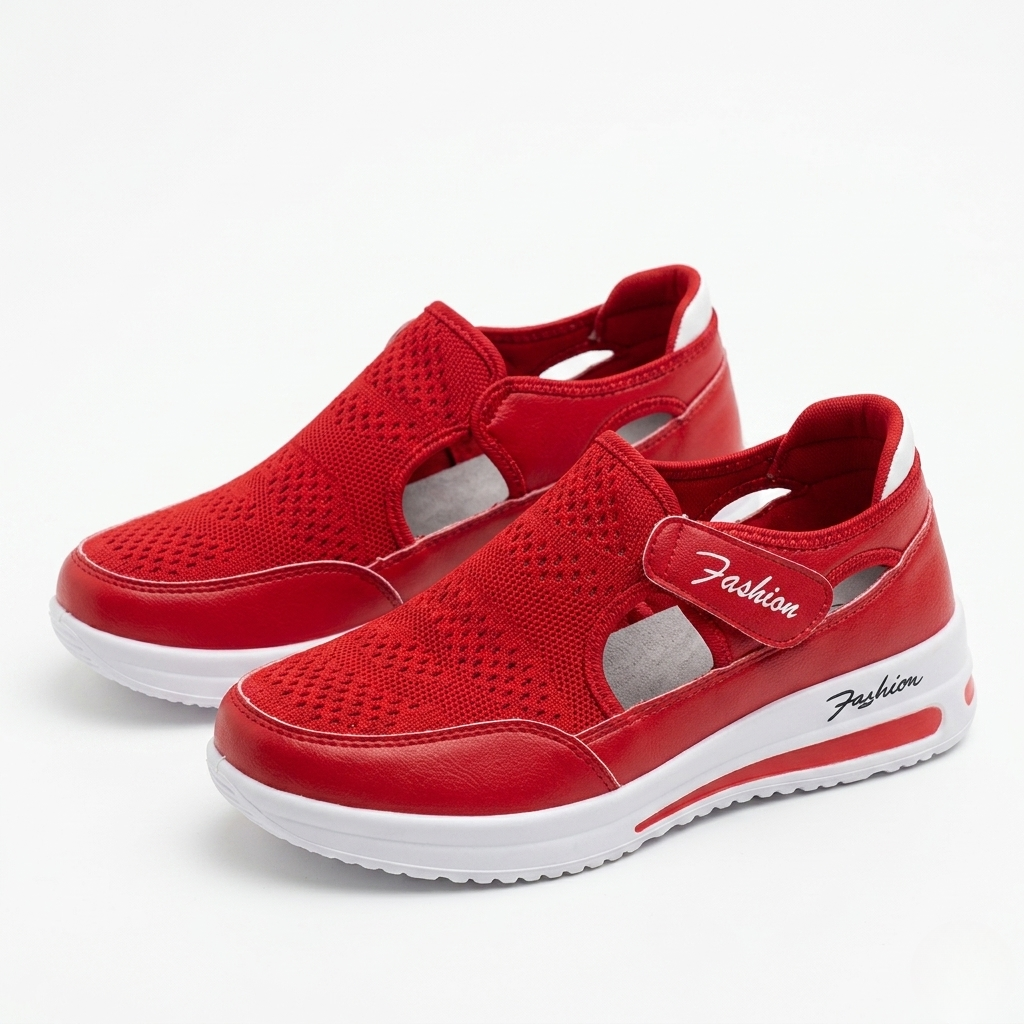 Women's Orthopedic Mesh Sneakers with Platform Sole and Cut-Out Detail