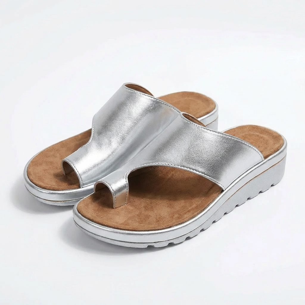 Women's Leather Wedge Sandals with Cushioned Comfort and Support