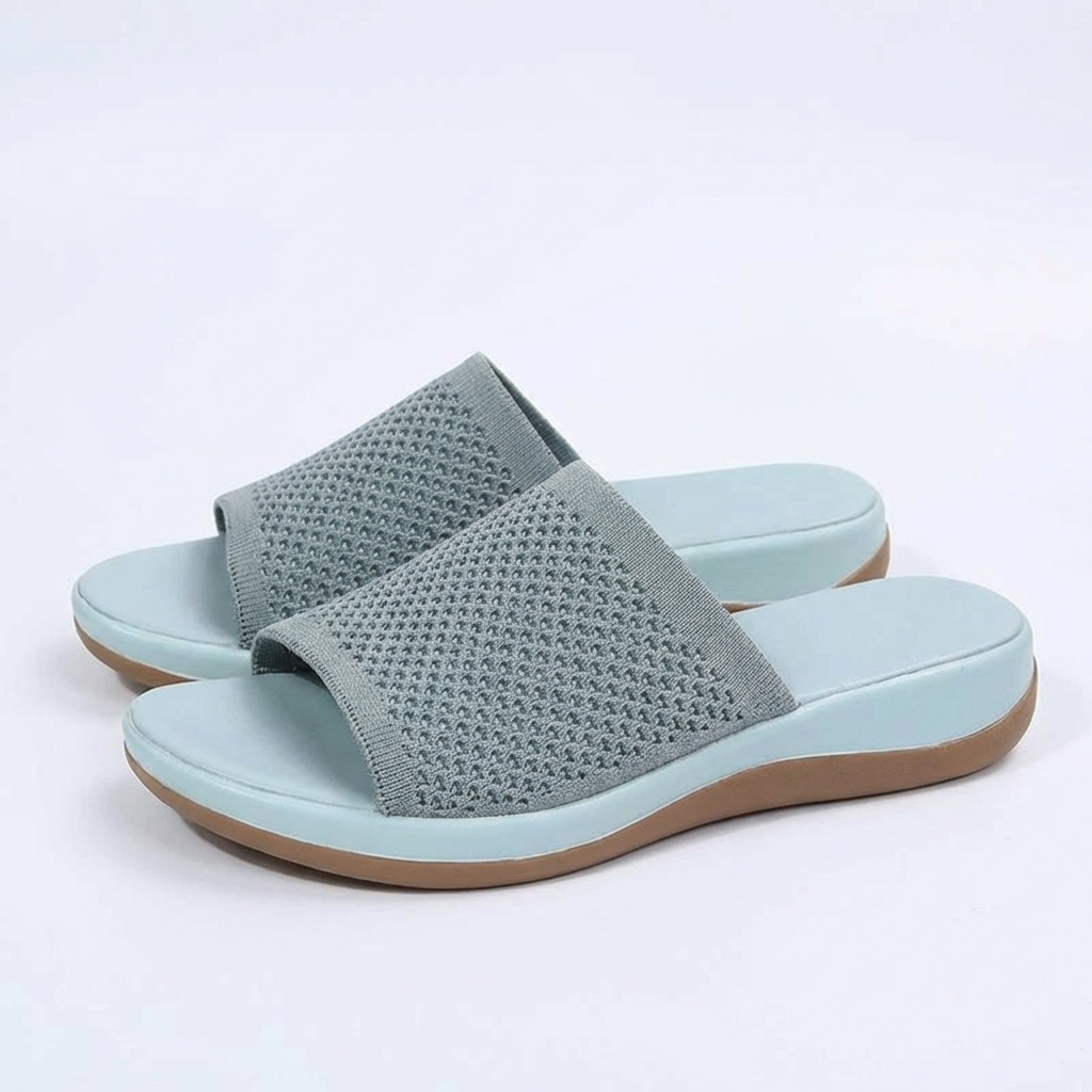 Women's Comfortable Slip-On Mules with Soft Knit Fabric Sandals